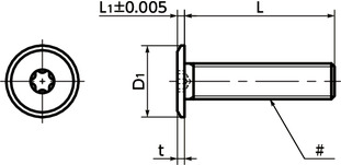 SET-TZB(INCH)Hexalobular Socket Head Cap Screw with Extra Low Profile (Inch Thread)寸法図