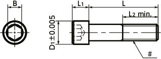 SNSS-SD(INCH)Hex Socket Head Cap Screws with Small Head - Inch Thread寸法図