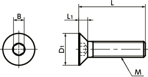 SNFCMHex Socket Countersunk Head Screws - Molybdenum寸法図