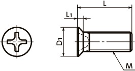 SNZF-TBZCross Recessed Flat Head Machine Screws for Precision Instruments寸法図