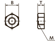 SPA-NPlastic Hex Nuts - RENY寸法図