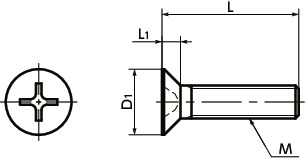 SPC-FPlastic Screws - Phillips Cross Recessed Flat Head Machine Screws - PC寸法図