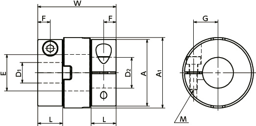 MOC-CFlexible Couplings - Oldham Type - Clamping Type寸法図