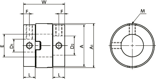 MOCFlexible Couplings - Oldham Type - Set Screw Type寸法図