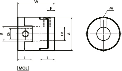 MOLFlexible Couplings - Oldham Type - Set Screw Type寸法図