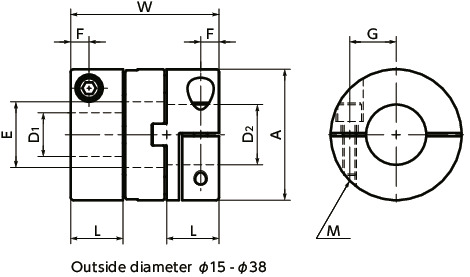 MOM-CFlexible Couplings - Oldham Type - Clamping Type寸法図