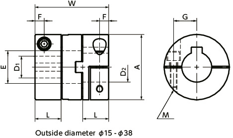 MOM-CKFlexible Couplings - Oldham Type - Klemmen + Type sleutel 寸 法 図