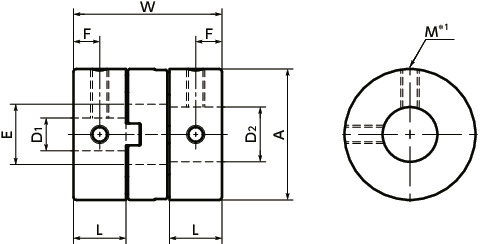 MOMFlexible Couplings - Oldham Type - Set Screw Type寸法図