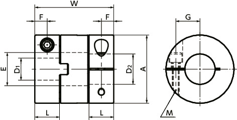 MOR-CFlexible Koppelingen - Oldham Type - Klemtype 寸 法 図