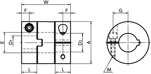 ข้อต่อ MOR-CKFlexible - Oldham - ชนิด - Clamping + คีย์ชนิด寸法図