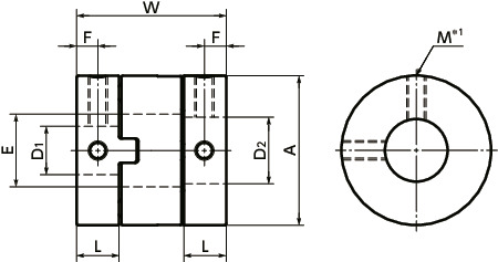 MORFlexible Coupling - Oldham - type - Set Schroeftype 寸 法 図