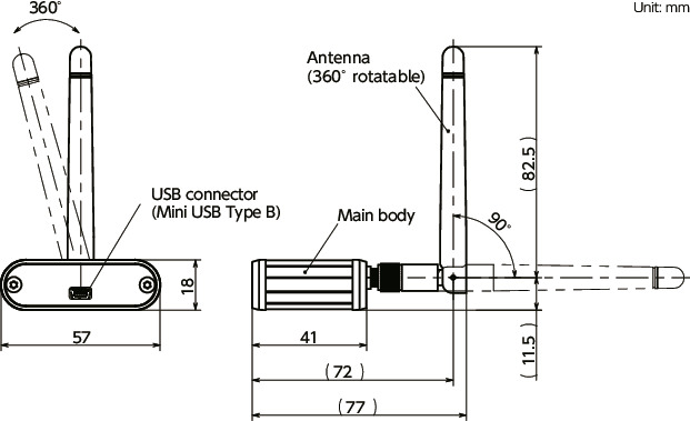 EPC-100Transceivers - PC Control寸法図