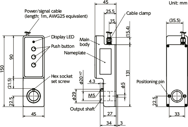 EPU-200Wireless Positioning Units - Dustproof/Waterproof Thin Type寸法図
