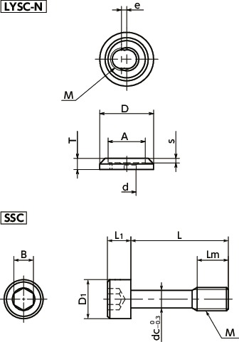 LYSC-N-SSCCaptive Washer for Pull (with Captive Screw)寸法図