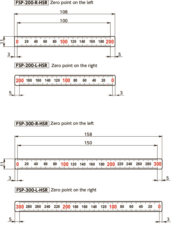 FSP-HSRScale Plates (Horizontal Type) - 1/2 Reduced Scale寸法図