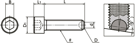 SCB-F(INCH)Clamping Bolts - Flat Ball (Inch Thread)寸法図