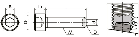 SCB-FBClamping Bolts - Flat Ball - with Reversal Prevention Mechanism寸法図