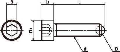 SCB-R(INCH)Clamping Bolts - Full Ball (Inch Thread)寸法図
