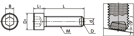 SCBS-GBClamping Bolts - Knurled Ball - with Reversal Prevention Mechanism寸法図