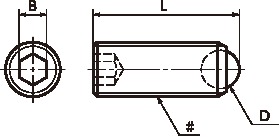 SCS-R(INCH)Clamping Screws - Full Ball (Inch Thread)寸法図
