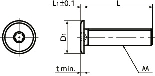 SETAAluminum Super Special Low Head Bolt with Hexalobular Socket寸法図