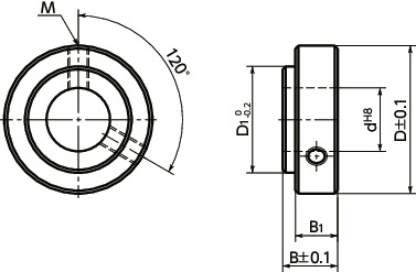 NSC-SBSet Collar (Made of Stainless Steel) - For Securing Bearing - Set Screw Type寸法図