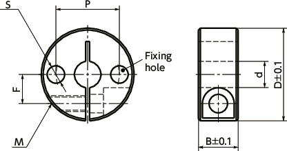 NSCS-CP2Set Collar - with Installation Hole - Clamping Type寸法図