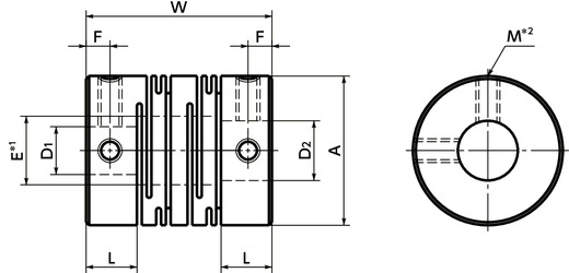 MSTFlexible Couplings - Slit Type - Set Screw Type寸法図