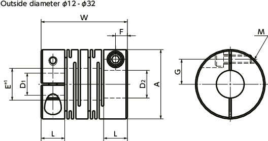 MSTS-CFlexible Couplings - Slit Type - Clamping Type寸法図