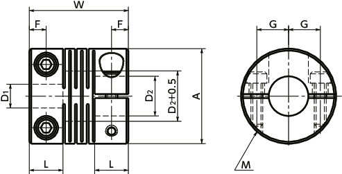 MSX-CFlexible Couplings - Slit Type - Clamping Type寸法図