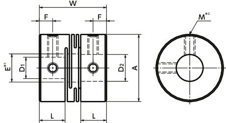 MWSFlexible Couplings - Slit Type - Set Screw Type寸法図