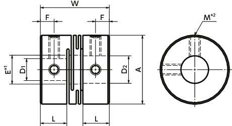 MWSSFlexible Couplings - Slit Type - Set Screw Type寸法図