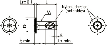 SETS-ALKHexalobular Socket Head Cap Screws with Super Ultra Low Profile and Nylon Patch寸法図