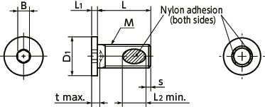 SSHS-ALKSocket Head Cap Screws with Ultra Low Profile and Nylon Patch寸法図