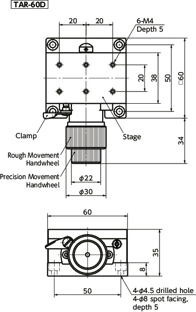 TAR-DPrecision X-axis Rack-and-Pinion Stages寸法図