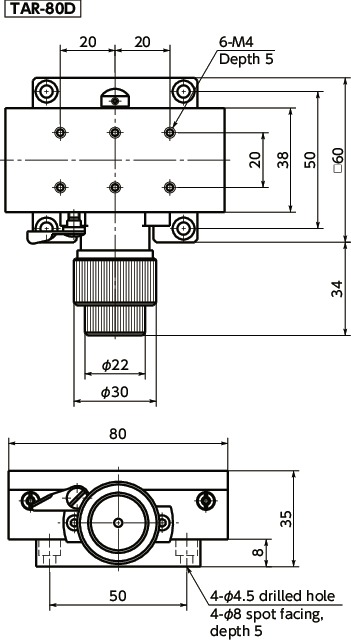 TAR-DPrecision X-axis Rack-and-Pinion Stages寸法図