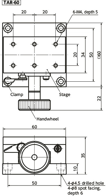 TARX-axis Rack-and-Pinion Stages寸法図