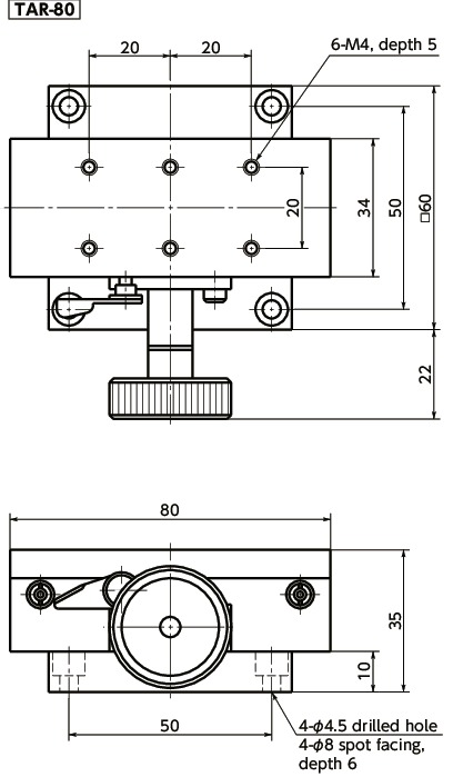 TARX-axis Rack-and-Pinion Stages寸法図