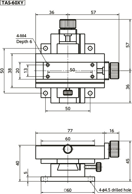 TAS-XYXY-axis Screw Stages寸法図