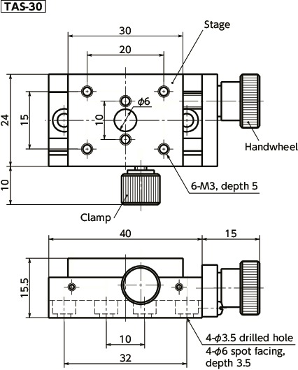 TASX-axis Screw Stages寸法図