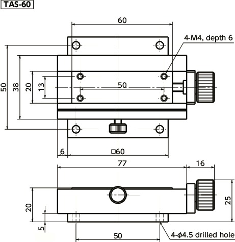 TASX-axis Screw Stages寸法図