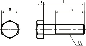 SNHDSDuplex Stainless Steel Hexagon Head Screw寸法図