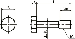 SSC-SNHLHex Head Captive Screws - 316L Stainless Steel寸法図