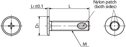 SEQS-ALKSuper Ultra Low Profile Cross Recessed Machine Screws with Nylon Patch寸法図
