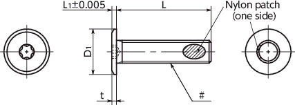 SET-TZB-ALK(INCH)Inch Super Ultra Low Profile Hexalobular Socket Head Cap Screws with Nylon Patch寸法図
