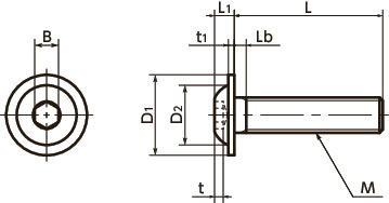 SFBSSocket Button Head Cap Screws with Flange寸法図