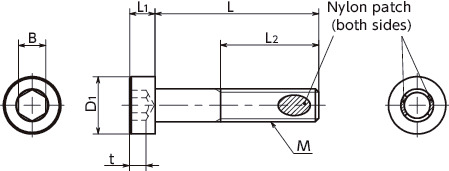 SLHS-ALKLow Profile Socket Head Cap Screws with Nylon Patch – Stainless Steel寸法図