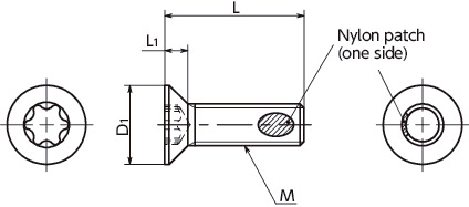 SNFX-TZB-ALKHexalobular Socket Flat Head Cap Screws with Nylon Patch寸法図