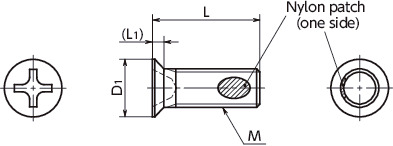 SNZF3S-ALKCross Recessed Micro Flat Head Machine Screws with Nylon Patch - Type 0-3寸法図