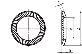 SWRSRibbed Lock Washers寸法圖